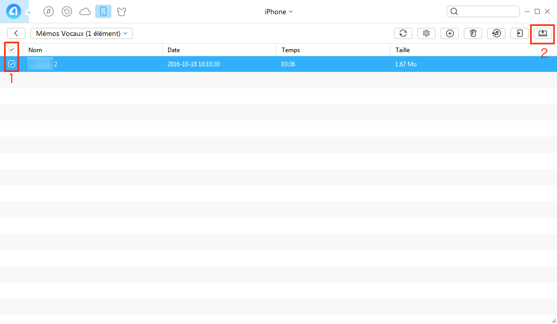Copier des mémos vocaux iPhone sur PC - étape 3