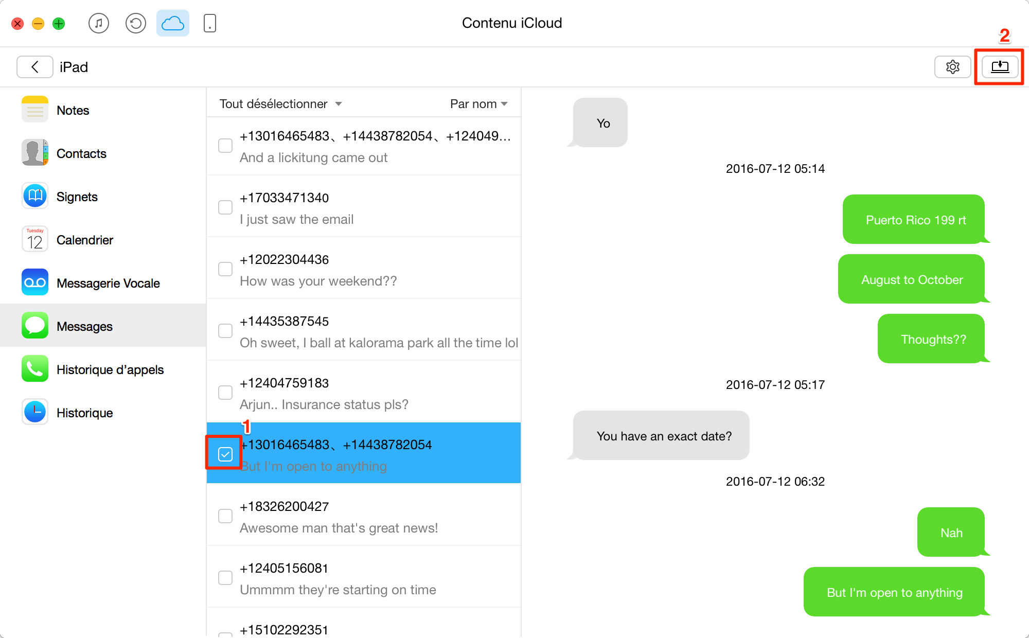 Comment télécharger SMS sur iCloud avec AnyTrans – étape 3