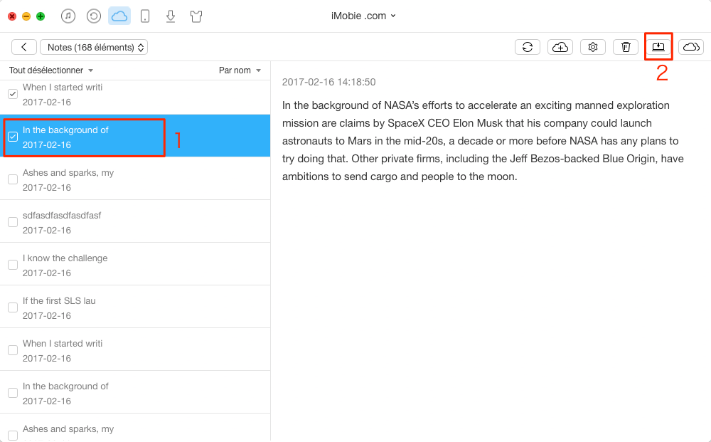 Moyen facile d'exporter des notes depuis iCloud – étape 3