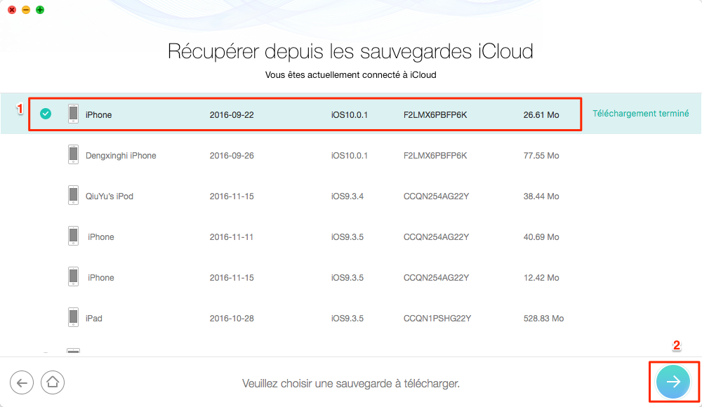 Extraire des données depuis iCloud avec PhoneRescue - étape 3