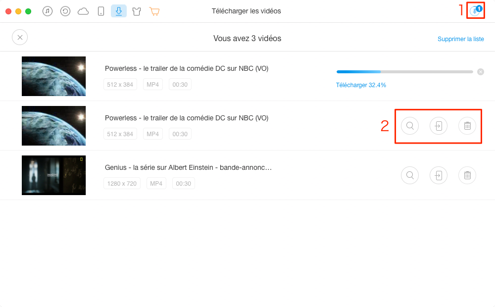Comment télécharger vidéos sur iPad mini/Air/Pro – étape 3