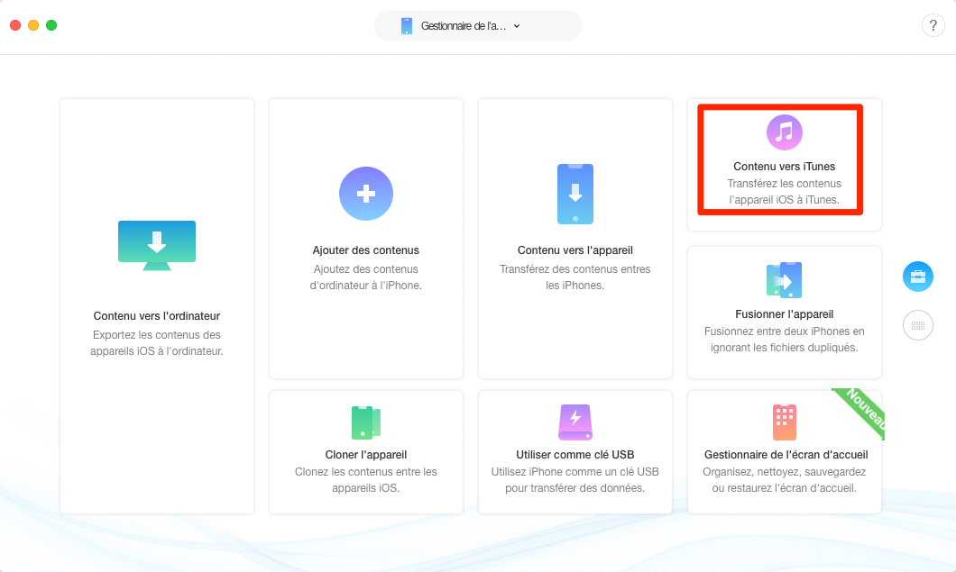Comment transférer musique iPod vers iTunes – étape 1