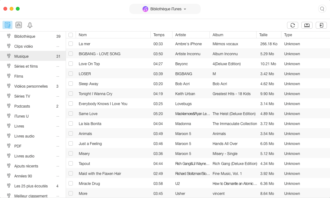 Transférer les musiques d'un iPod vers iTunes – étape 3