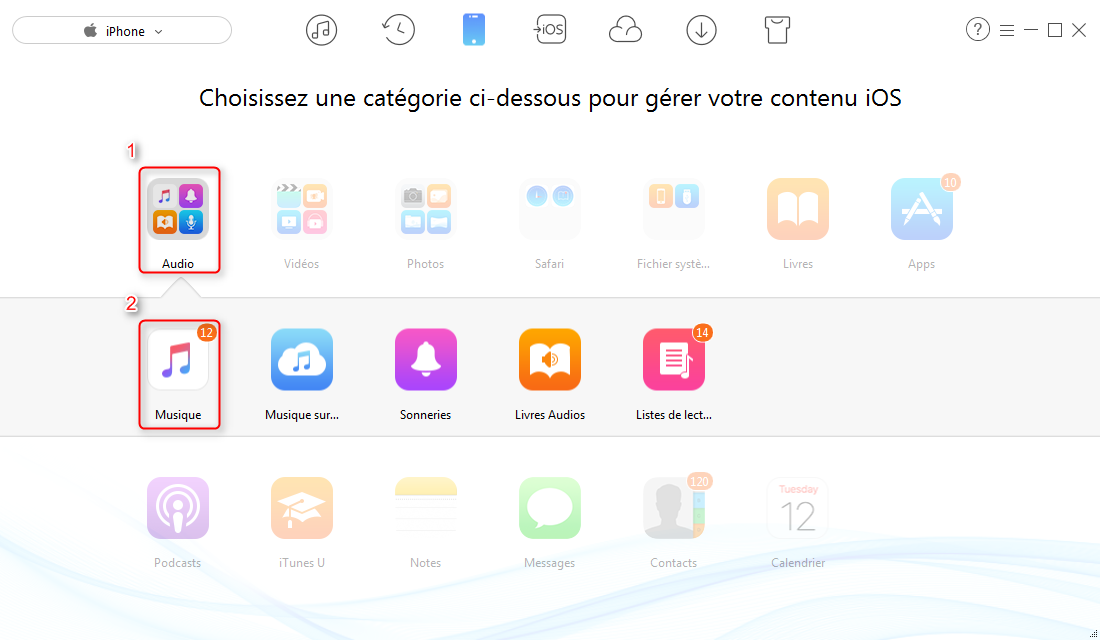 Comment transférer de la musique iPhone vers iPhone 5/6/7 – étape 2