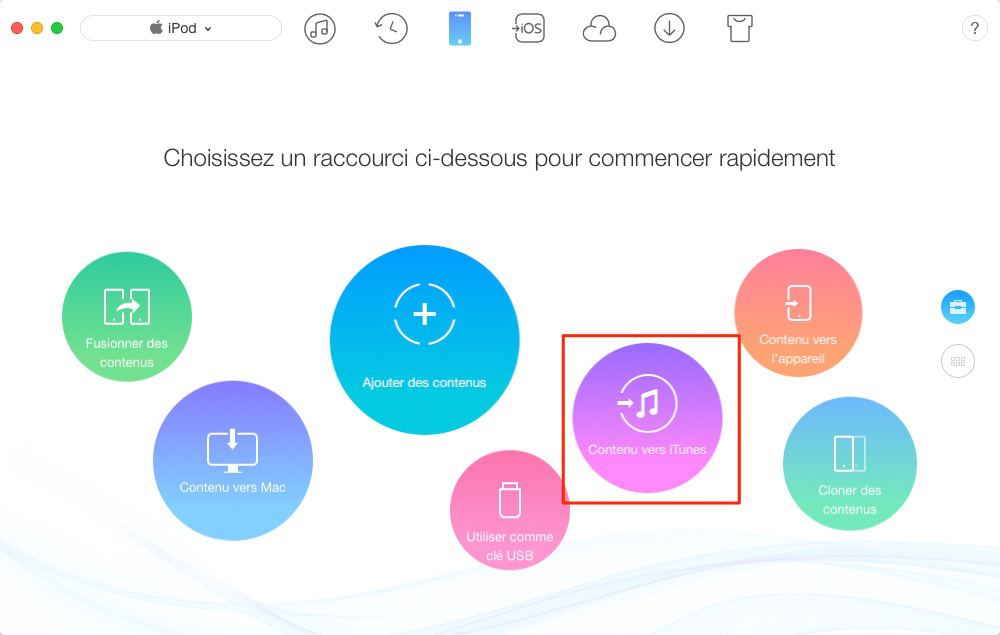 Comment transférer musique iPod vers iTunes – étape 1