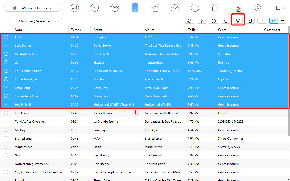 Comment transférer les musiques iPhone vers iTunes – étape 3