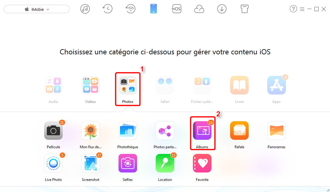 Comment transférer album photo de l'iPhone à l'ordinateur - étape 2
