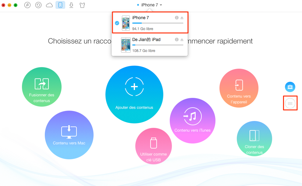 Comment transférer des applis iPhone 7 vers iPad – étape 1