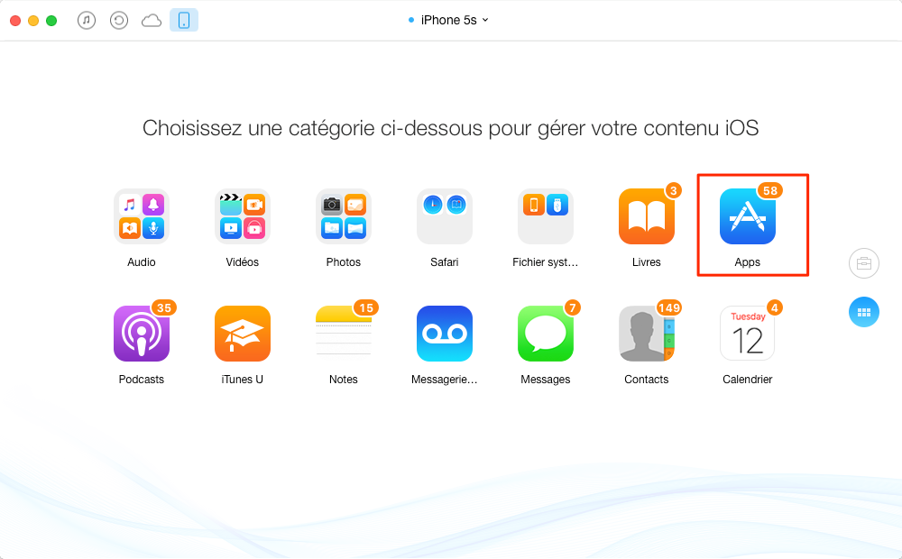 Transférer applications iPhone vers iPhone 6/6s directement - étape 2