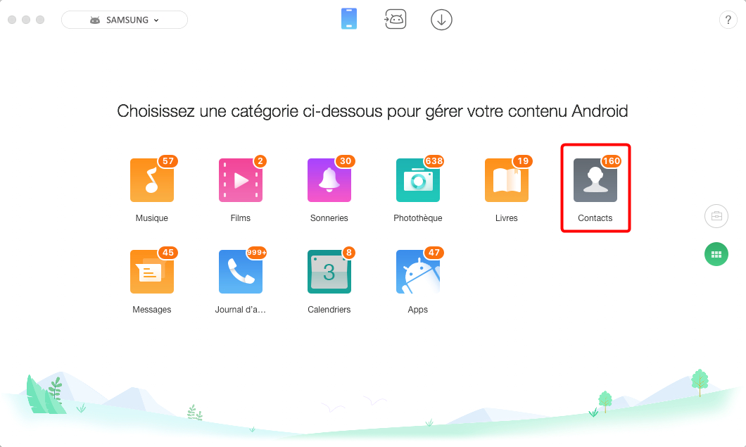 Comment transférer les contacts d’Android vers Mac – étape 1