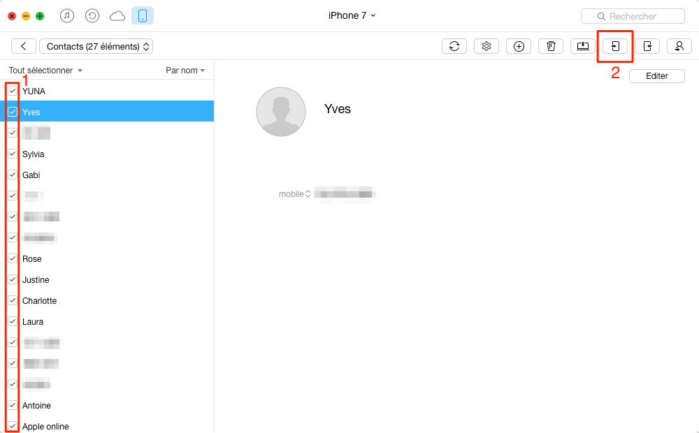 Comment transférer les contacts à iPhone 7 avec AnyTrans pour iOS – étape 3