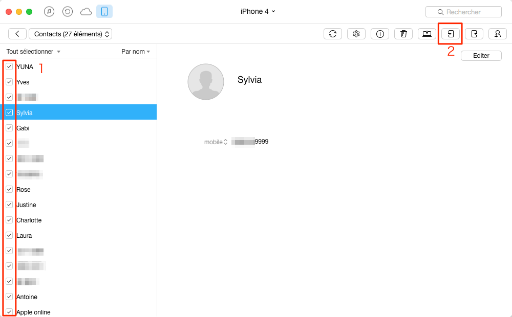 Transférer facilement les contacts iPhone 4 vers iPhone 5 – étape 4