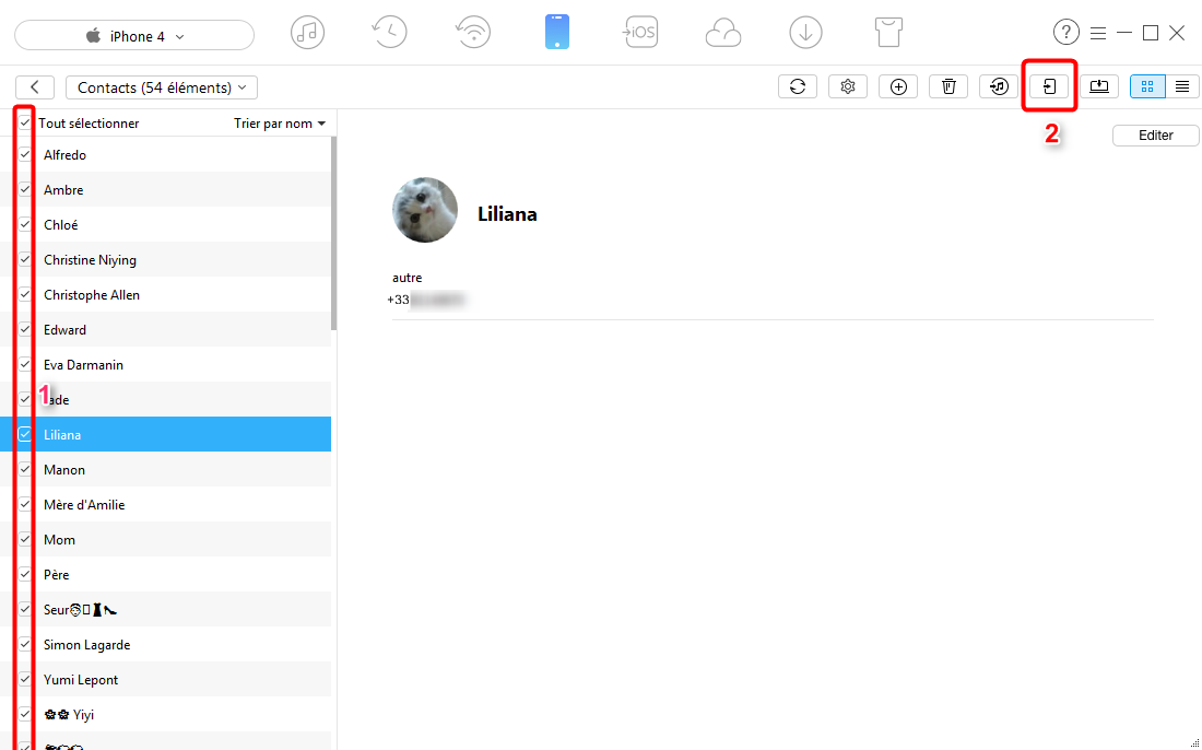 Comment mettre contact iPhone sur iPad avec AnyTrans - étape 3