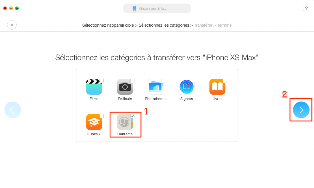 Comment transférer des contacts iPhone vers un autre - étape 4