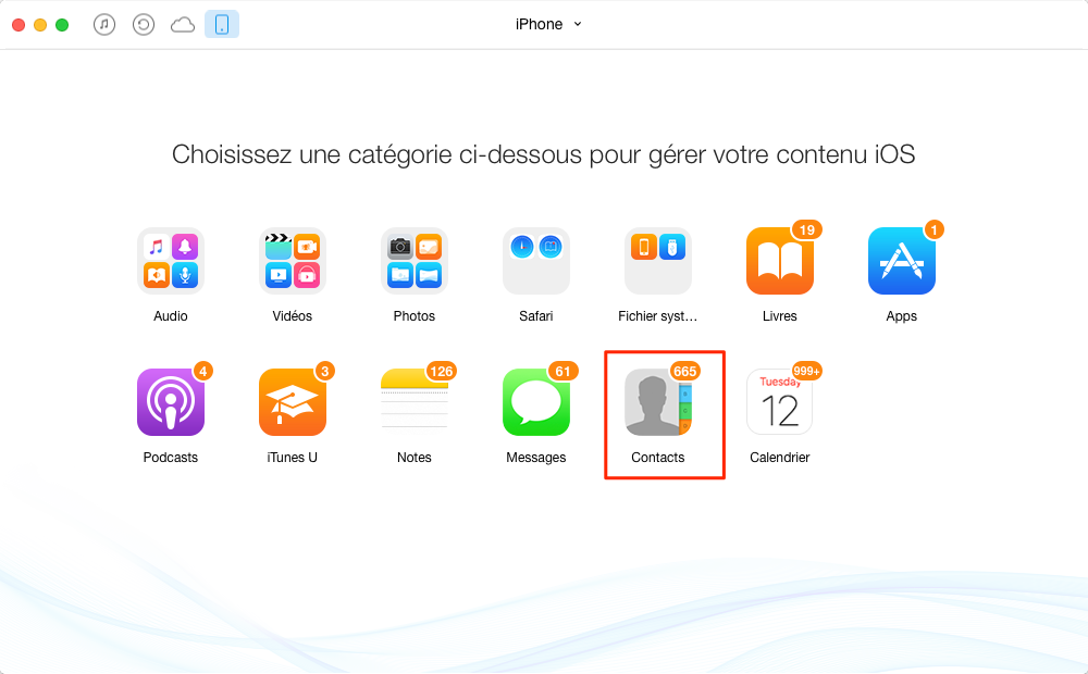 Comment transférer Contacts iPhone 6 vers iPhone SE - étape 2