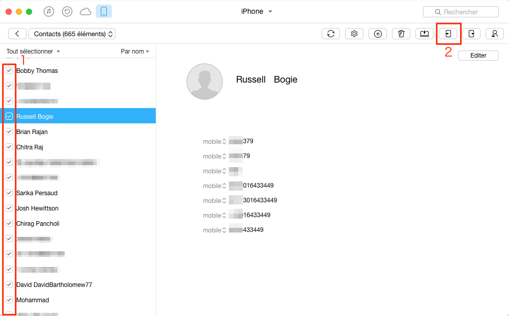 Transfert de Contacts iPhone 6 vers iPhone SE - étape 3