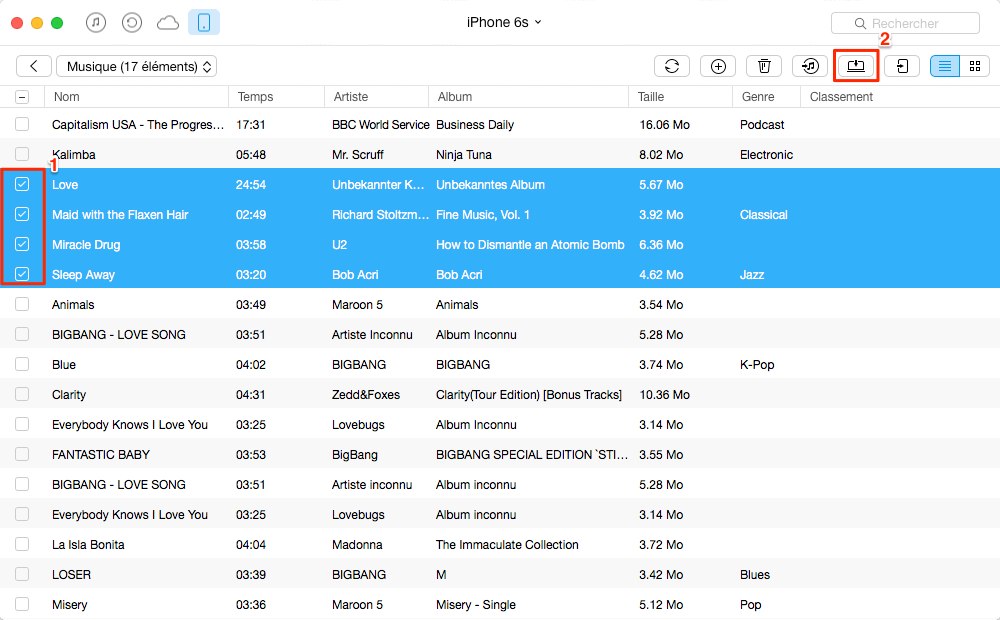 Transférer de la musique iPhone 6 vers Mac avec AnyTrans - étape 3