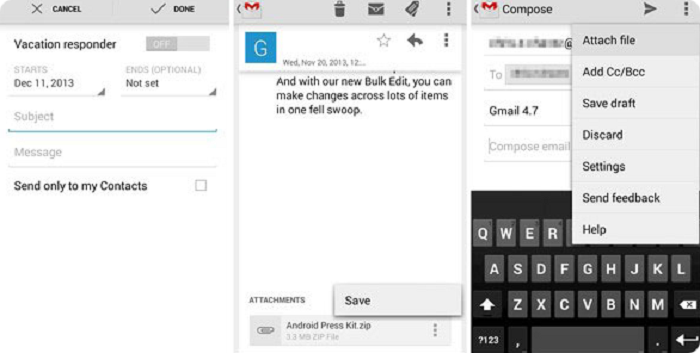 Transférer des photos via E-mail