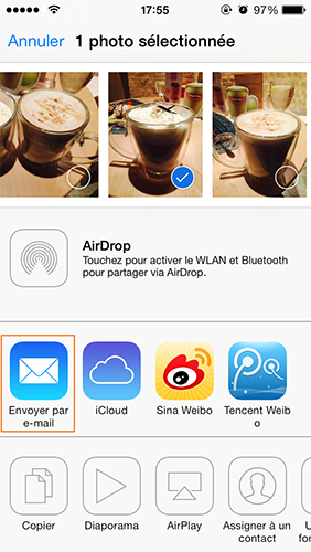 Partager les photos d'un iPhone vers un iPad Pro par e-mail