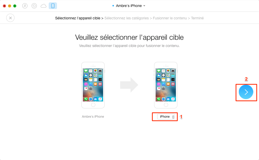 Transférer des messages texte et iMesaages iPhone vers iPhone 7 - étape 2