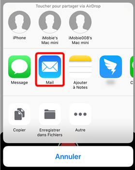 Envoyer le dictaphone iPhone par mail