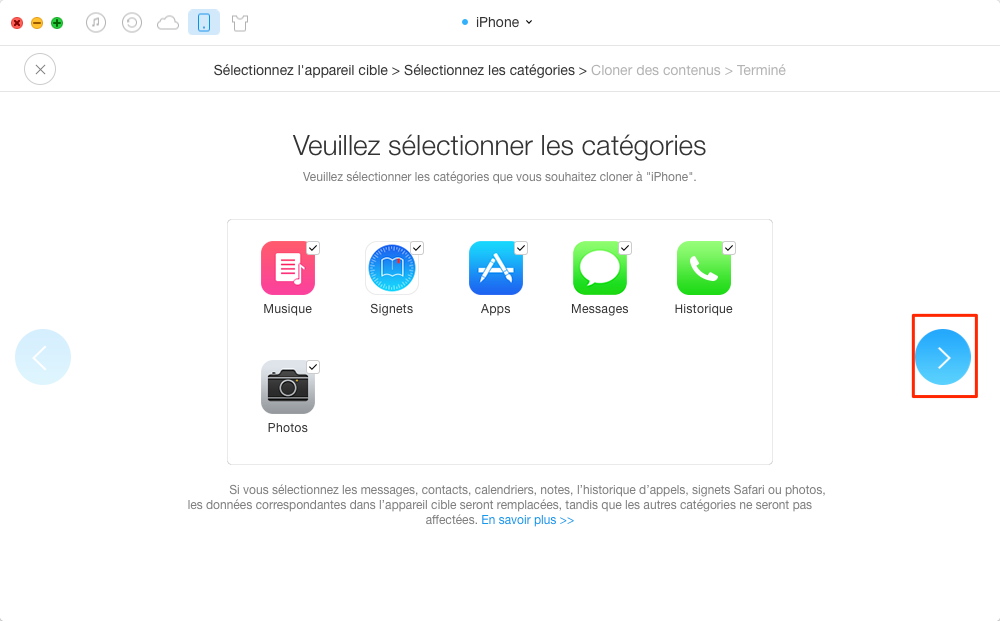 Comment transférer les données de l'iPhone vers un nouvel - étape 3