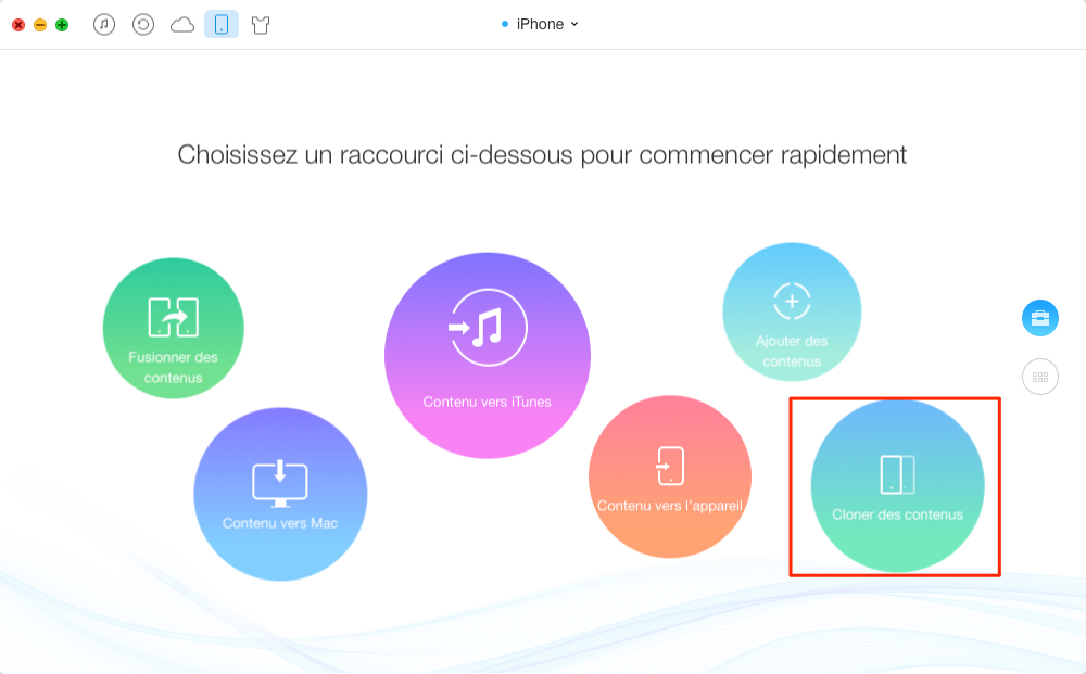 Transférer les données d'un ancien iPhone vers un nouvel - étape 1