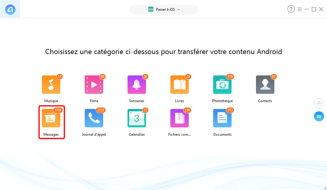 Transférer sélectivement des données Android à iPhone XS Max/XR – étape 4