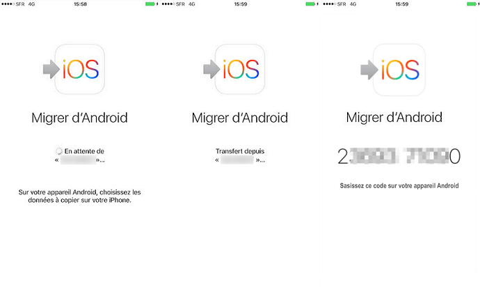 Migrer des données d'Android à iPhone via Migrer vers iOS
