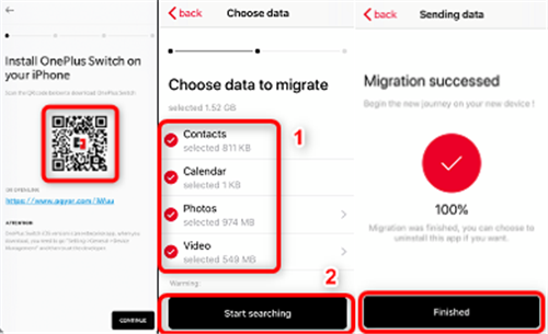 Transférer les données iPhone vers OnePlus