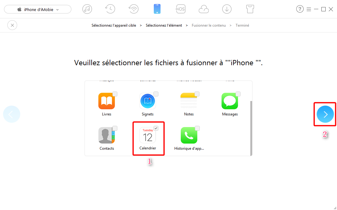 Comment transférer les calendriers vers un nouvel iPhone - étape 3