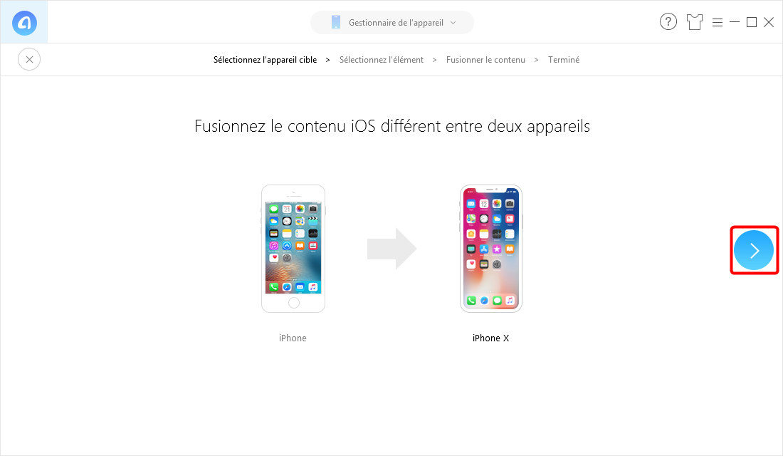 Transférer des SMS de l'iPhone vers iPhone directement - étape 3