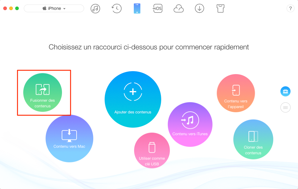 Transférer les SMS d’un iPhone à un autre - étape 1
