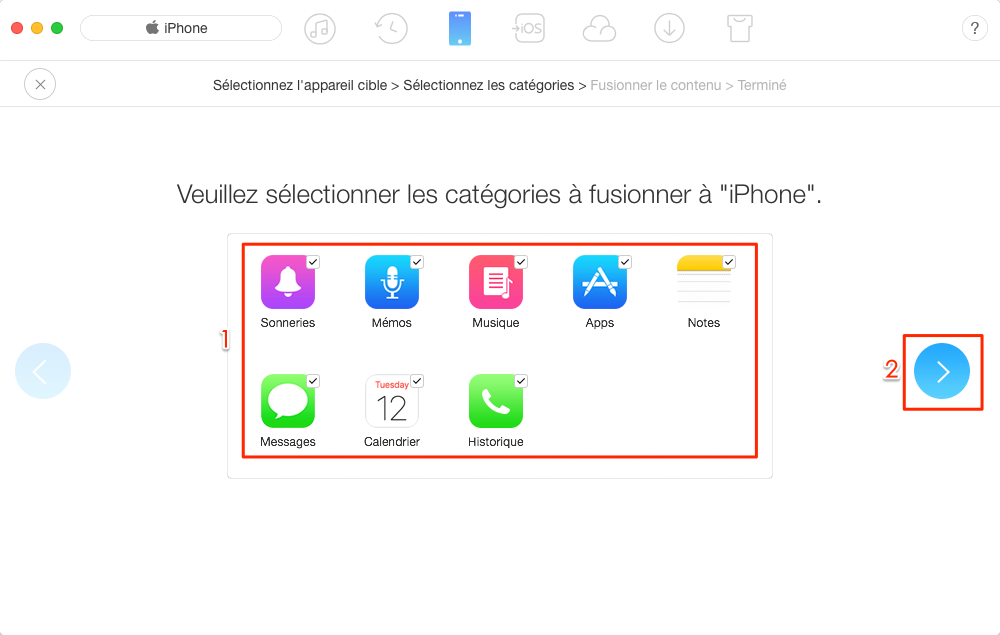 Comment transférer les SMS vers un nouvel iPhone avec AnyTrans - étape 3