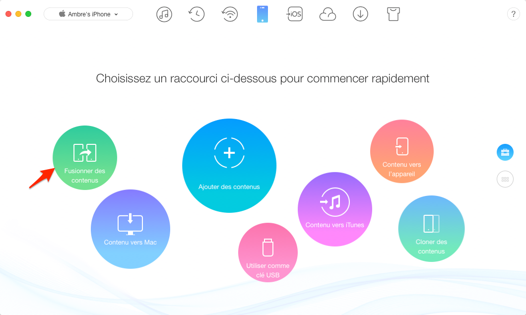 Transférer directement des messages d'un iPhone à un autre – étape 2