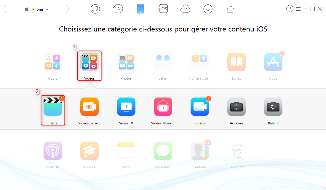 Transférer des vidéos iPhone à l'ordinateur avec AnyTrans - étape 2
