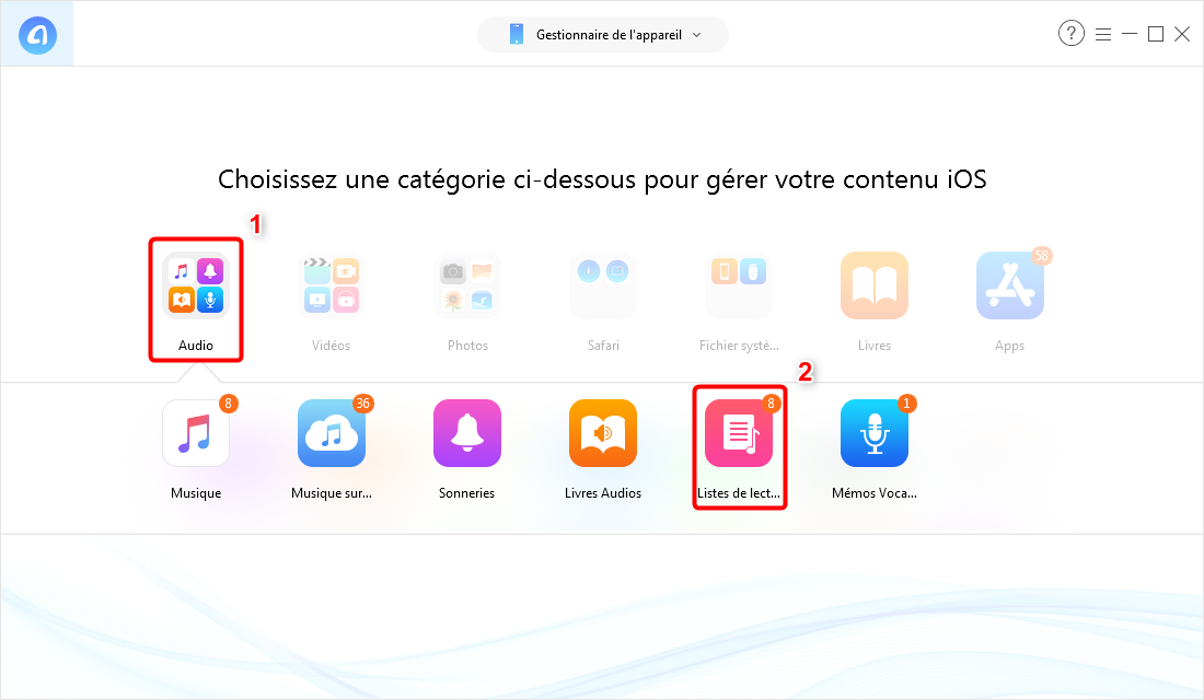 Comment transférer liste de lecture iPhone vers iTunes – étape 2