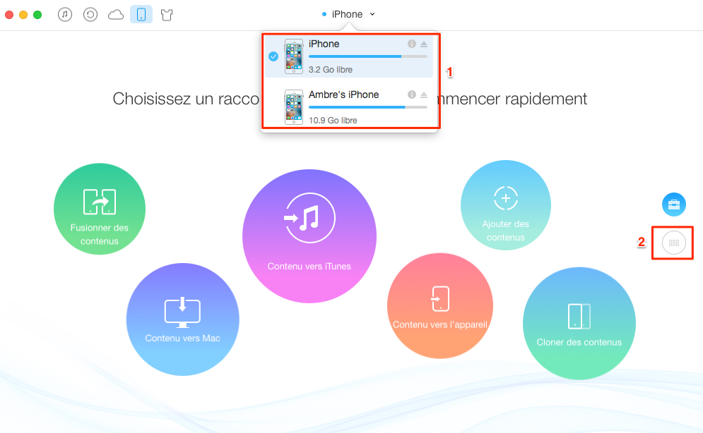 Transfert de livres audio de l'iPhone à iPhone - étape 1