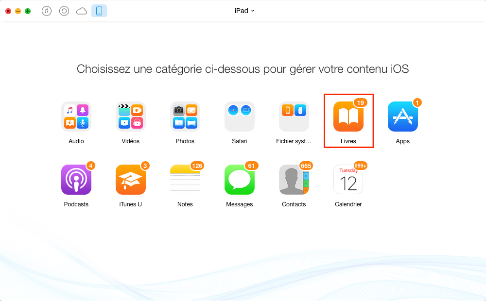 Comment transférer les livres iPad vers iPhone - étape 2