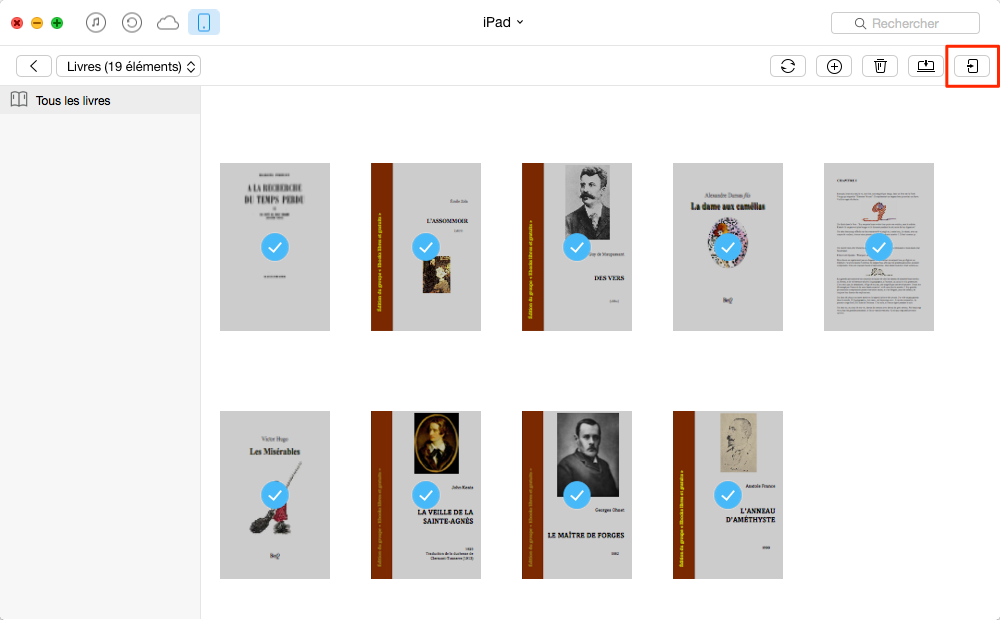Transférer facilement les livres iPad vers iPhone – étape 3