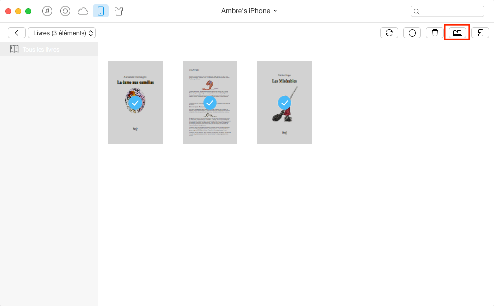 Transférer livres d'iPhone vers Mac efficacement – étape 3