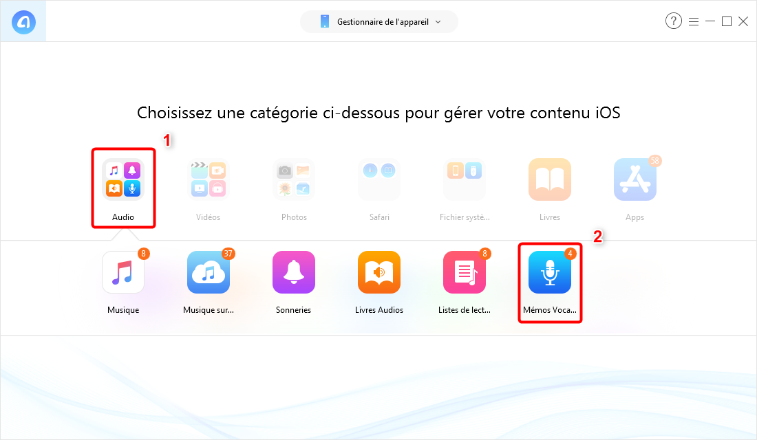 Transférer des mémos vocaux de l'iPhone vers Mac- étape 2