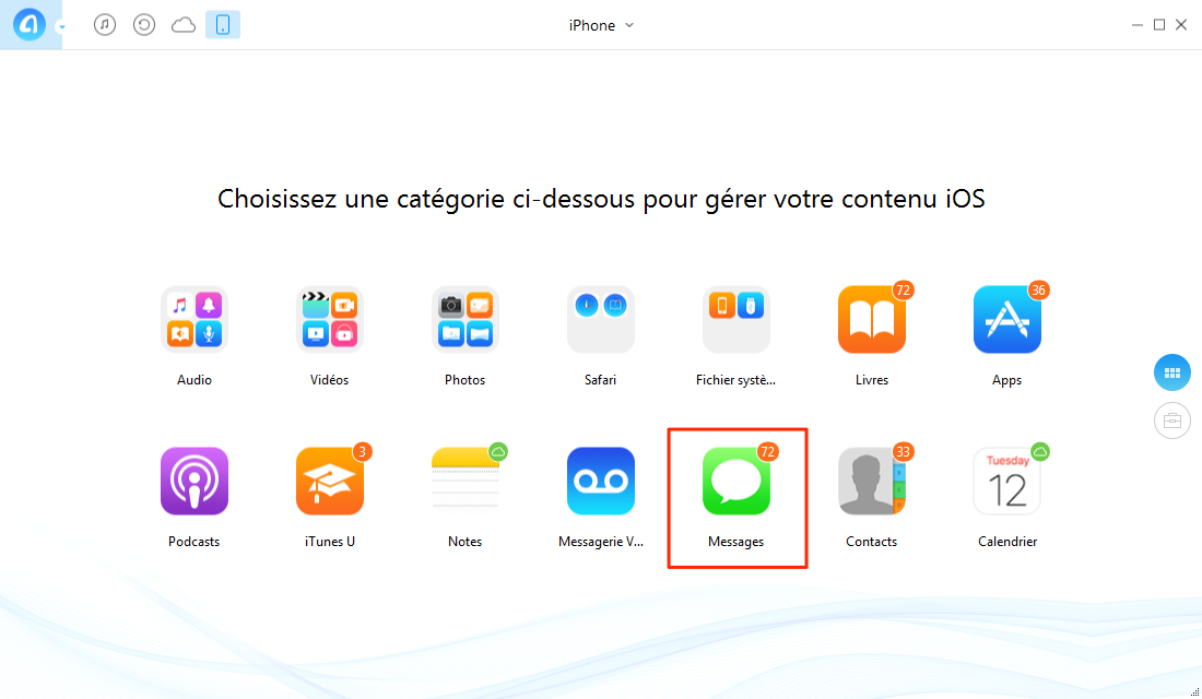 Comment transférer les messages d'iPhone 7 vers PC – étape 1