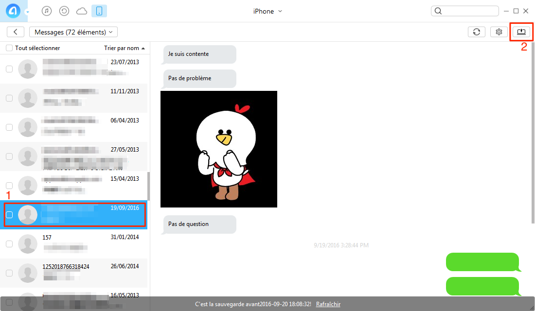 Transférer les messages iPhone 7 vers PC – étape 2