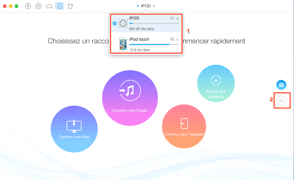 Comment copier de la musique iPod vers iPod - étape 1