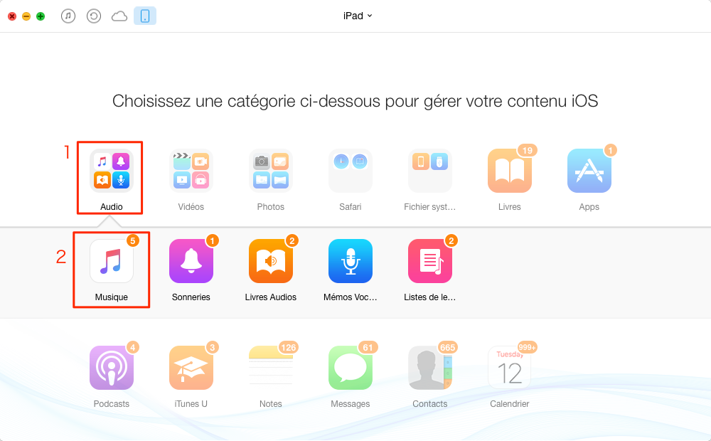 Transférer facilement de la musique iPad vers Mac – étape 3