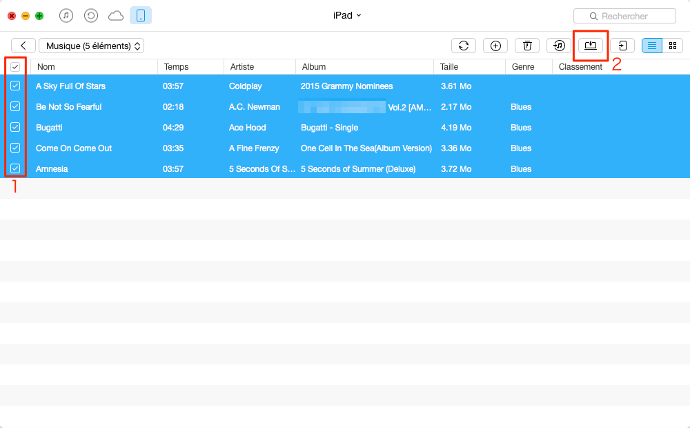 Le transfert de la musique iPad vers Mac – étape 4