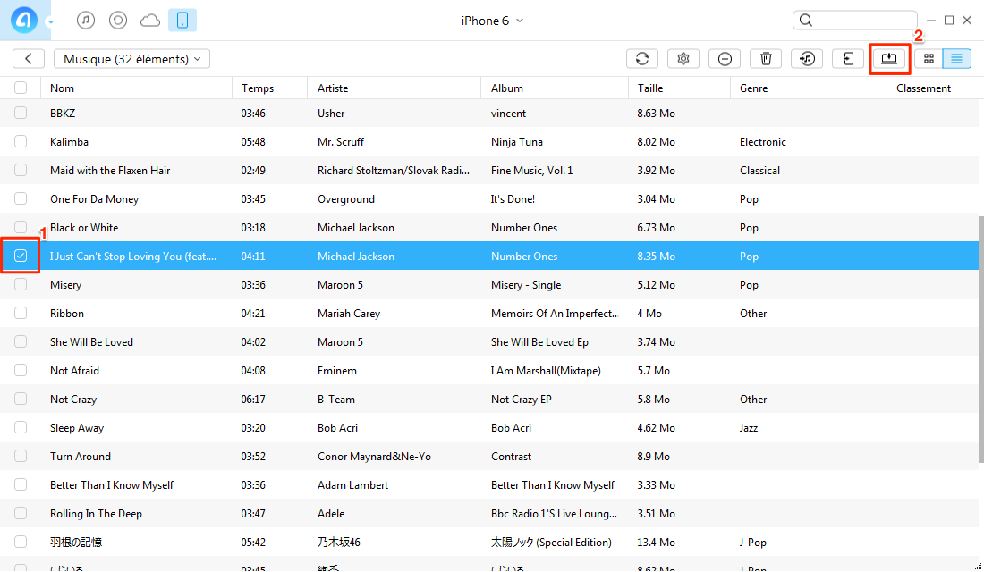 Transférer de la musique d'iPhone 6 vers PC – éatpe 3