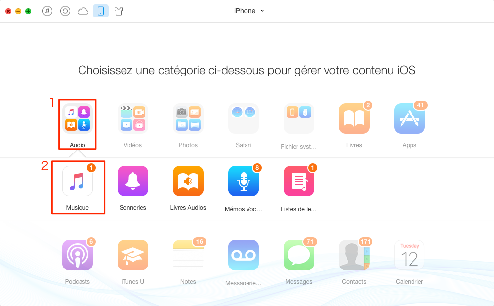 Transfert de musique de l'iPhone à l'iPhone - étape 2