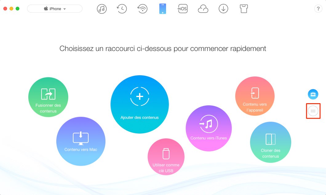 Mettre musique depuis iPhone X/8/7/6/5/4 vers Mac – étape 1